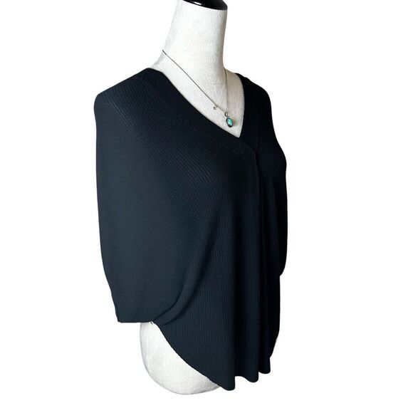 Kerisma Black Batwing Knit Top M / L | Draped Relaxed Fit V-Neck Chic Pullover - Picture 2 of 11